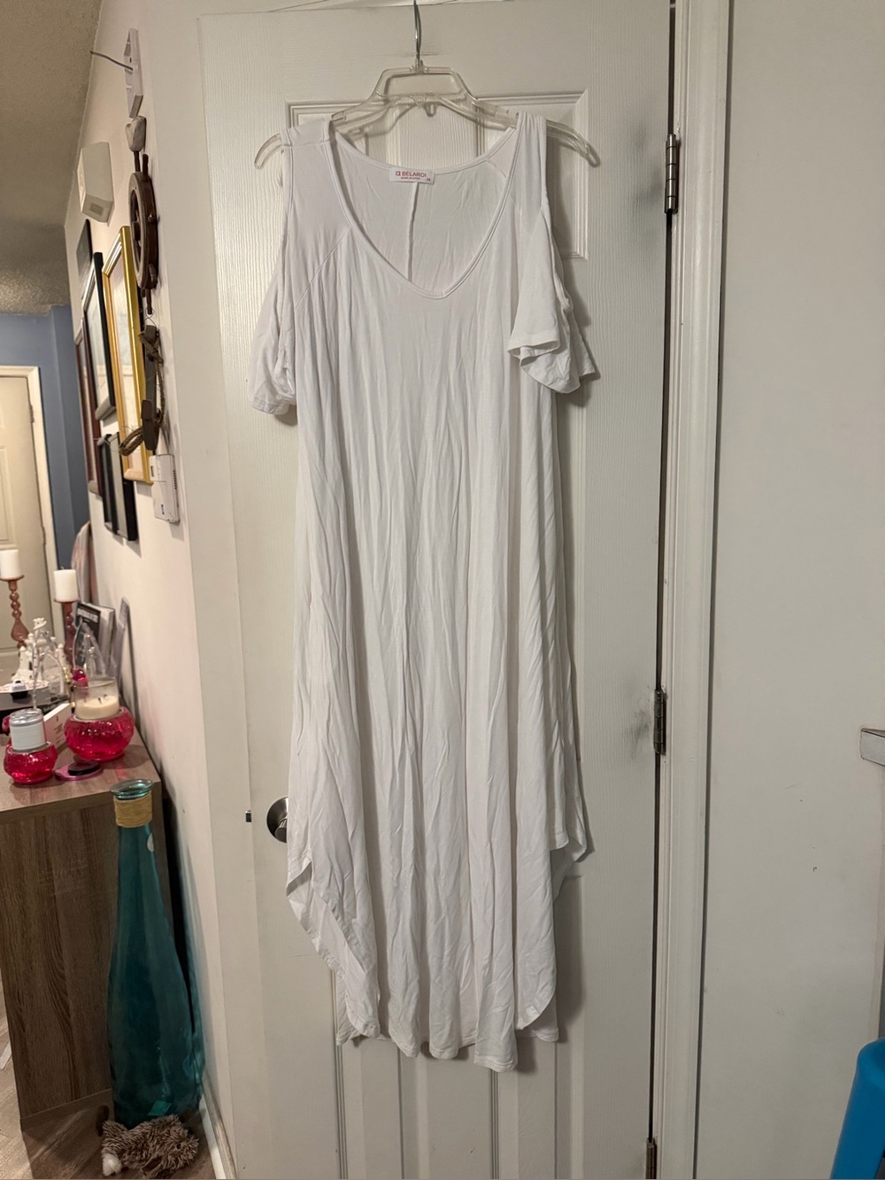 White Cold-Shoulder Maxi Dress - Unbranded